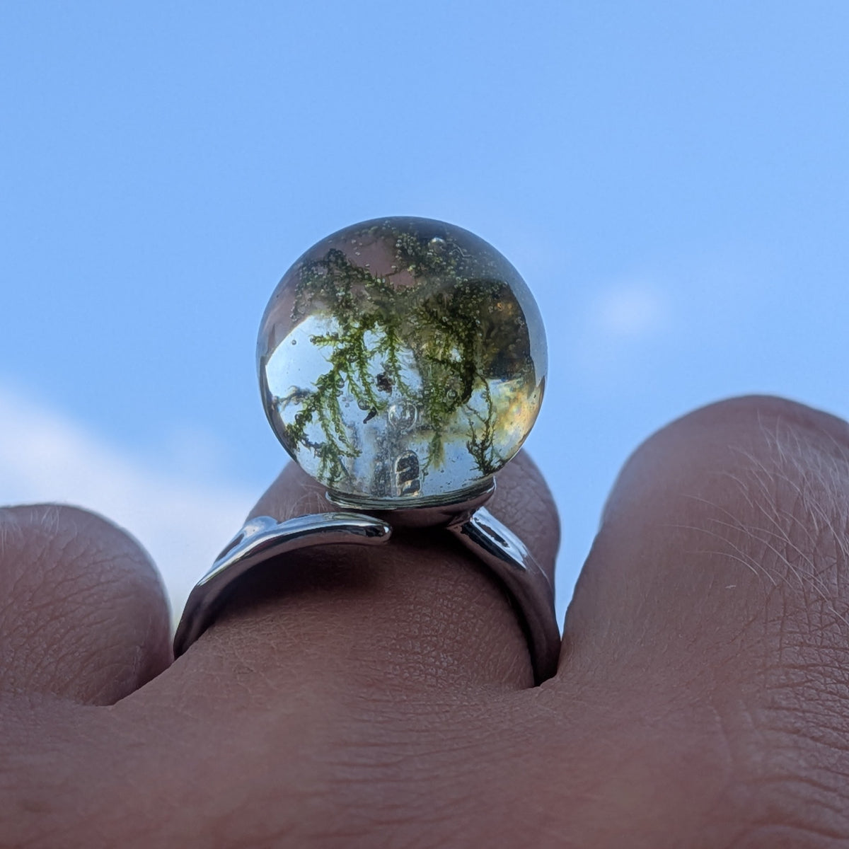 Unique botanical jewelry – real forest moss preserved in clear resin ring, adjustable fit – EL-CreationS