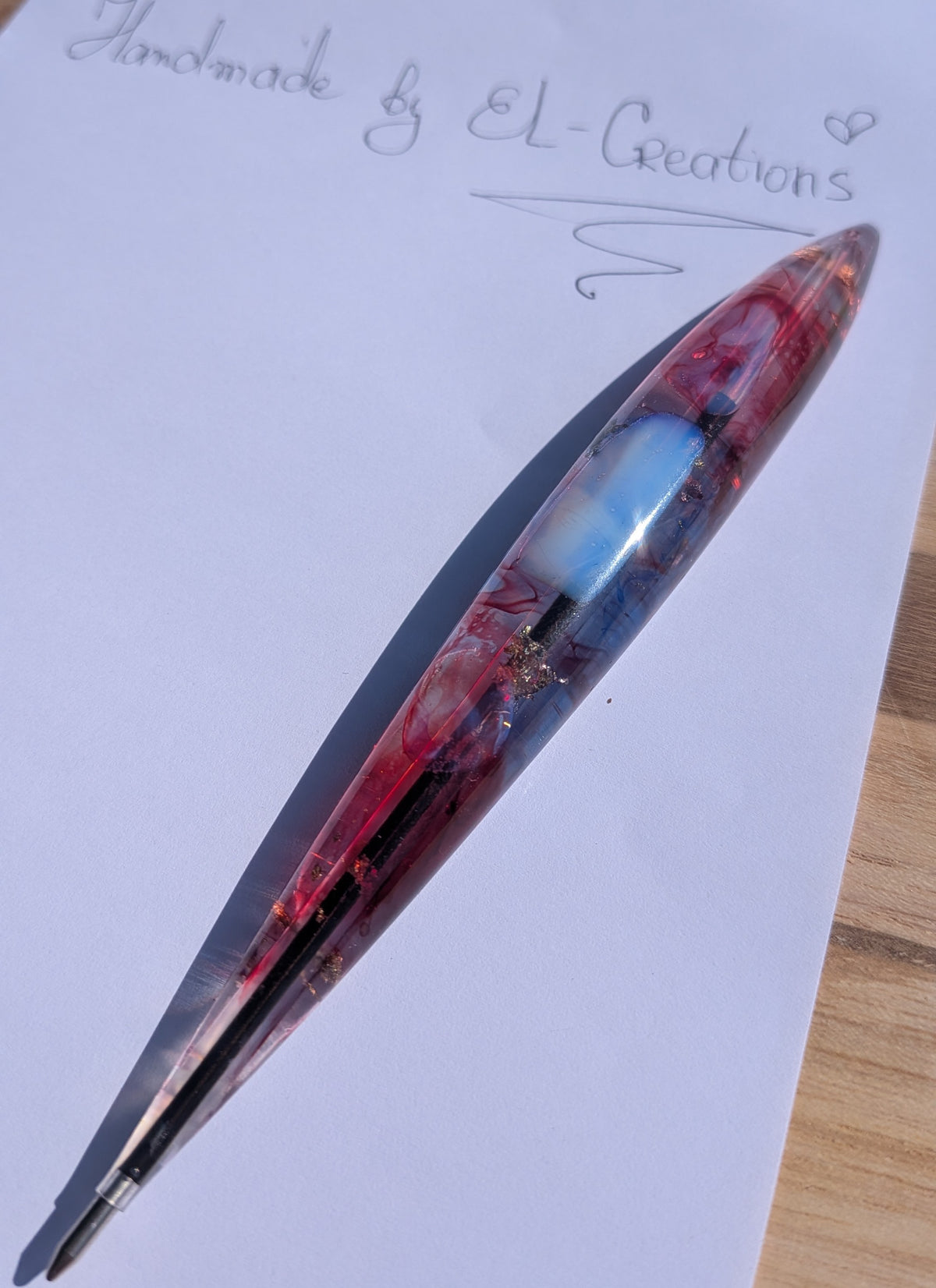 Nature inspired moonstone resin pen gift idea EL-Creations