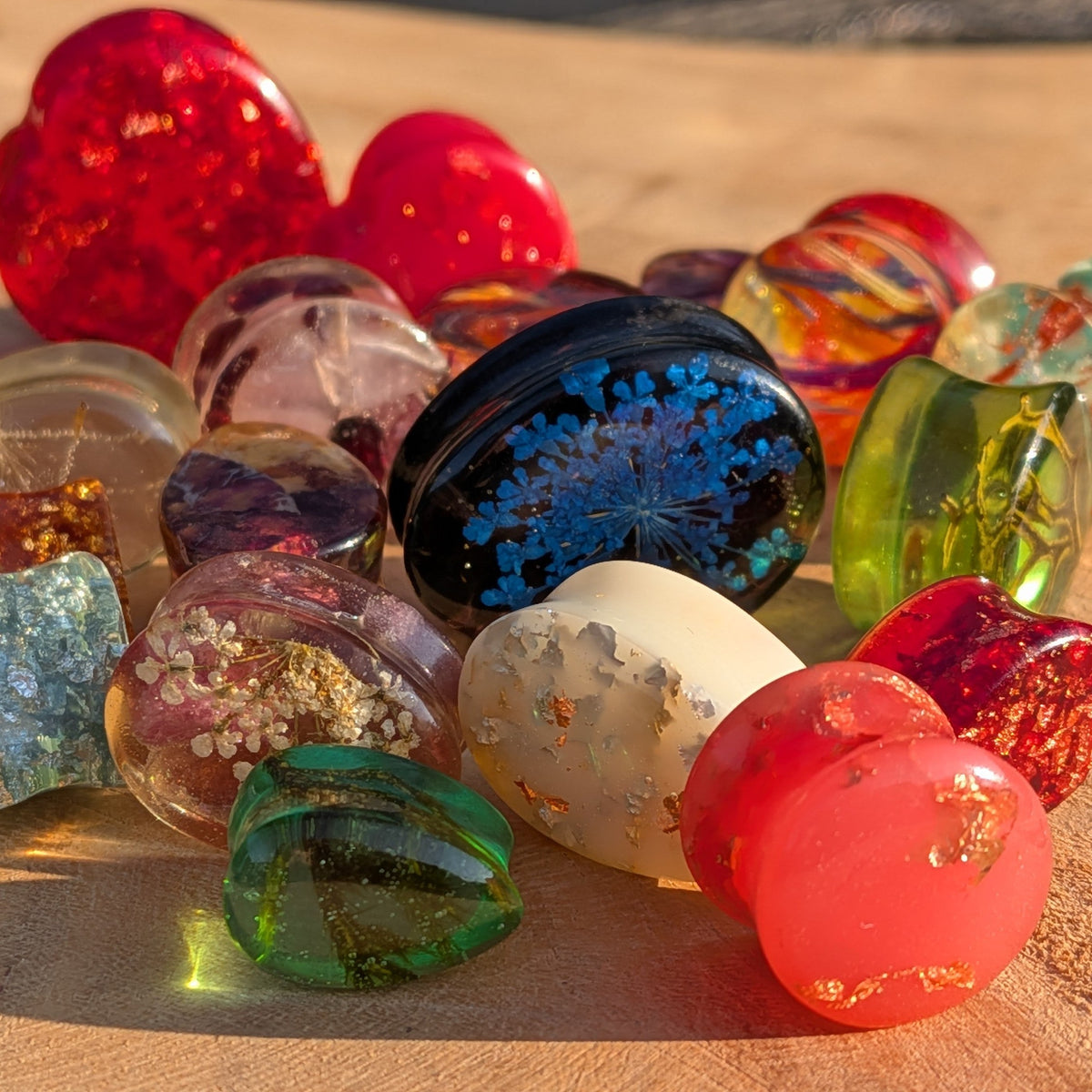 Handmade resin ear plugs for stretched ears by EL Creations