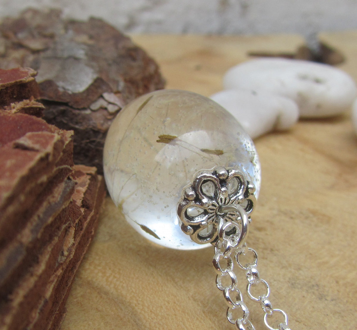 Handmade floral resin pendant necklace gift for her EL-Creations