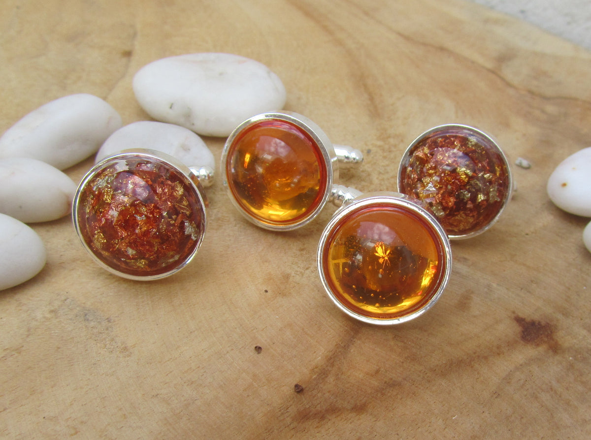 Amber Resin Cufflinks