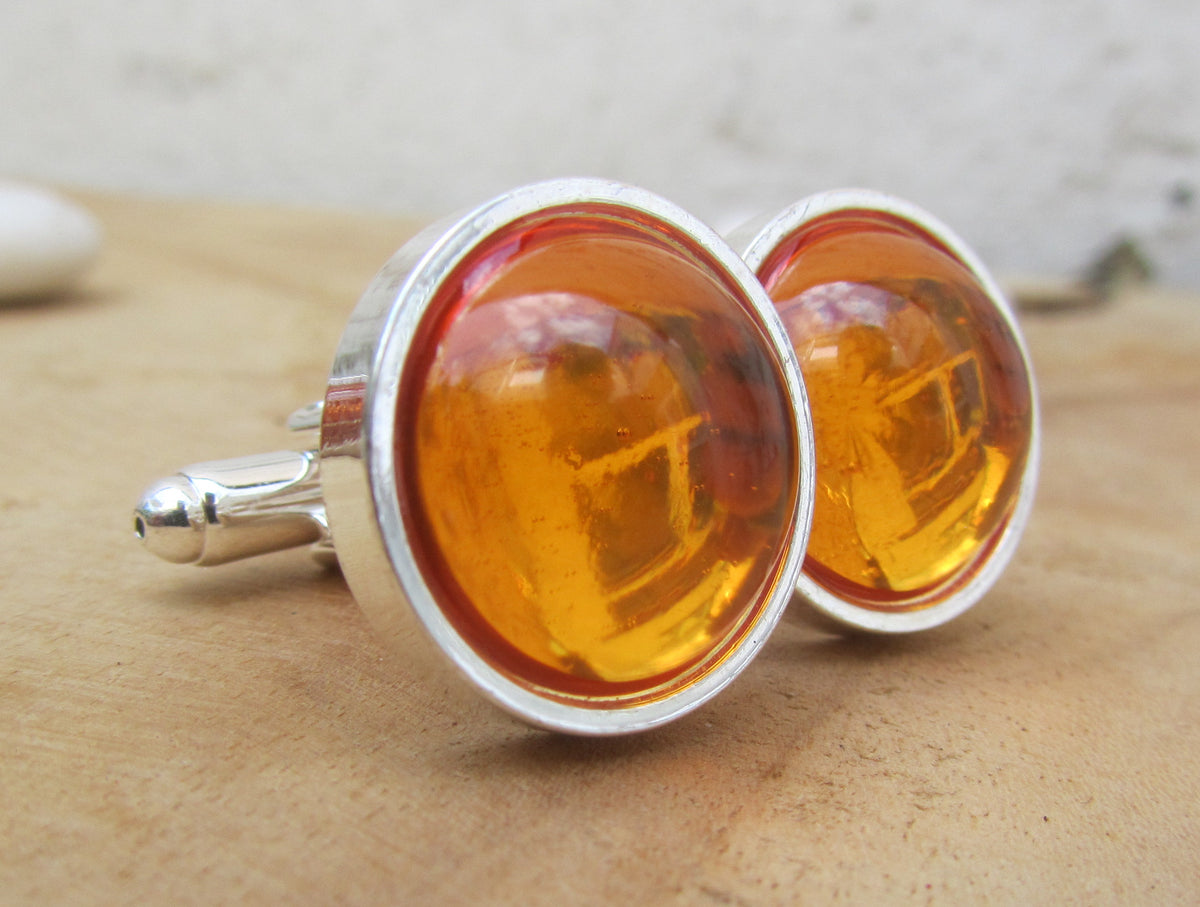 Amber Resin Cufflinks