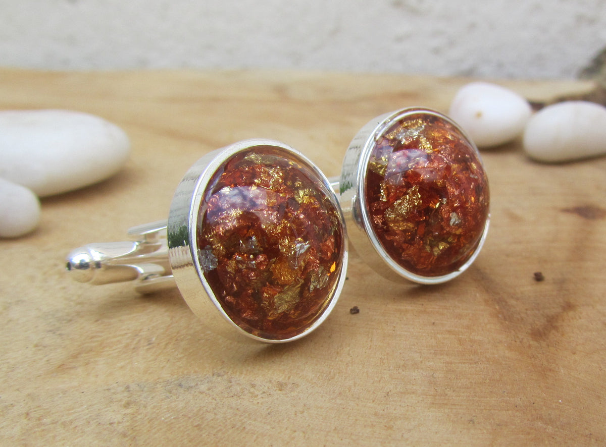 Amber Resin Cufflinks