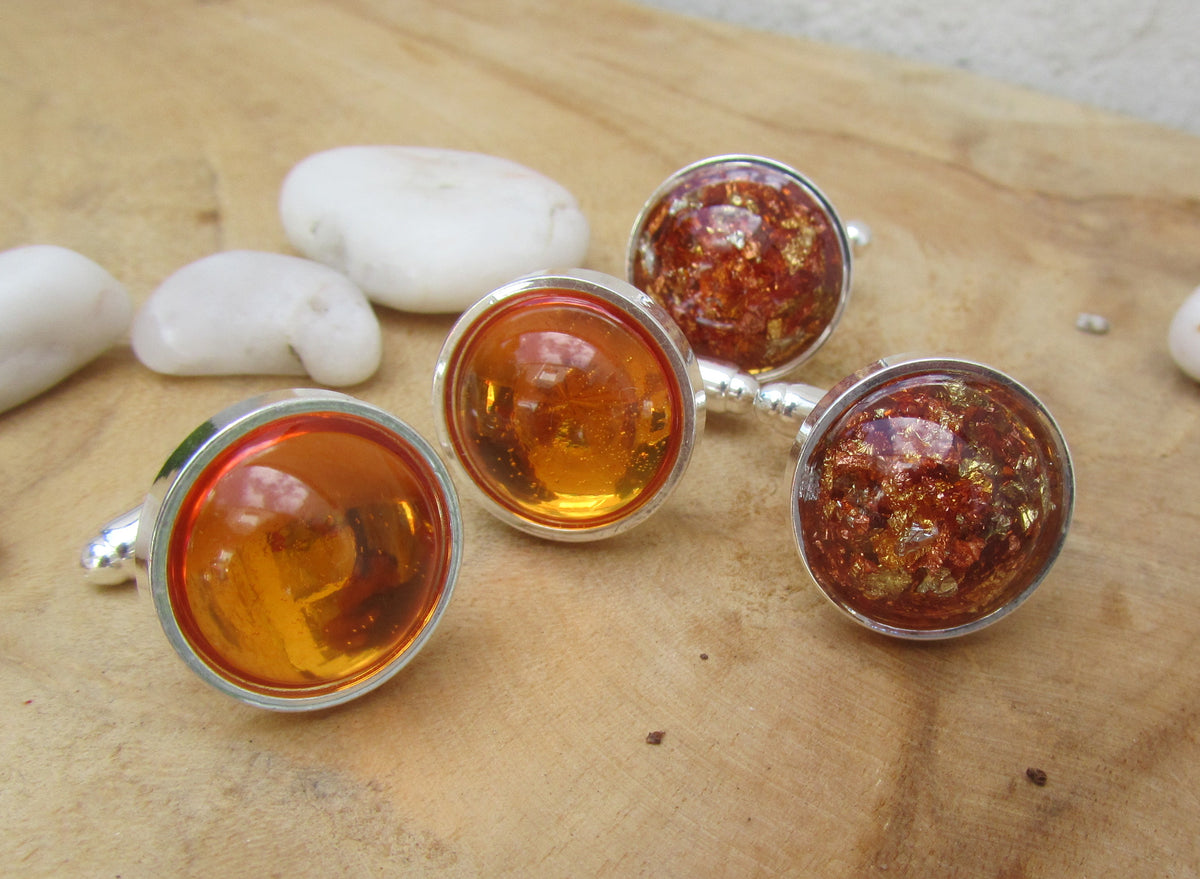 Amber Resin Cufflinks
