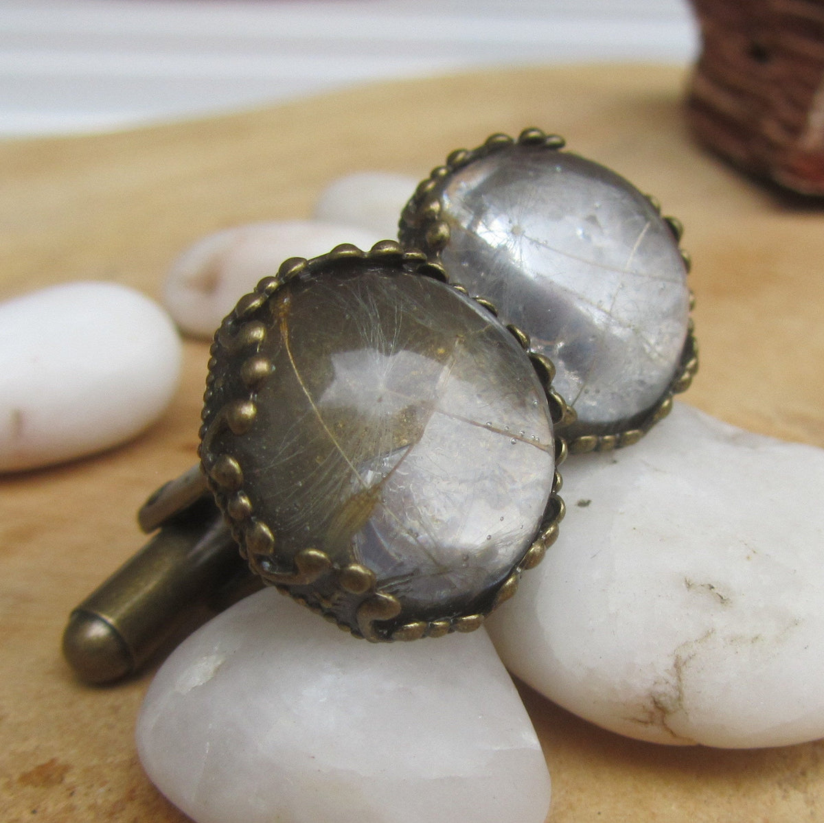 Dandelion Seeds Resin Cufflinks