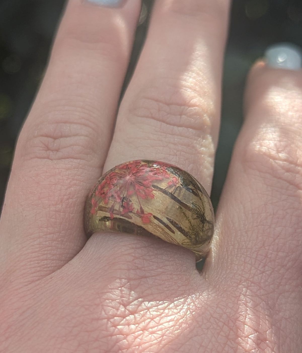 Woodland resin jewelry with preserved moss and birch bark by EL-Creations