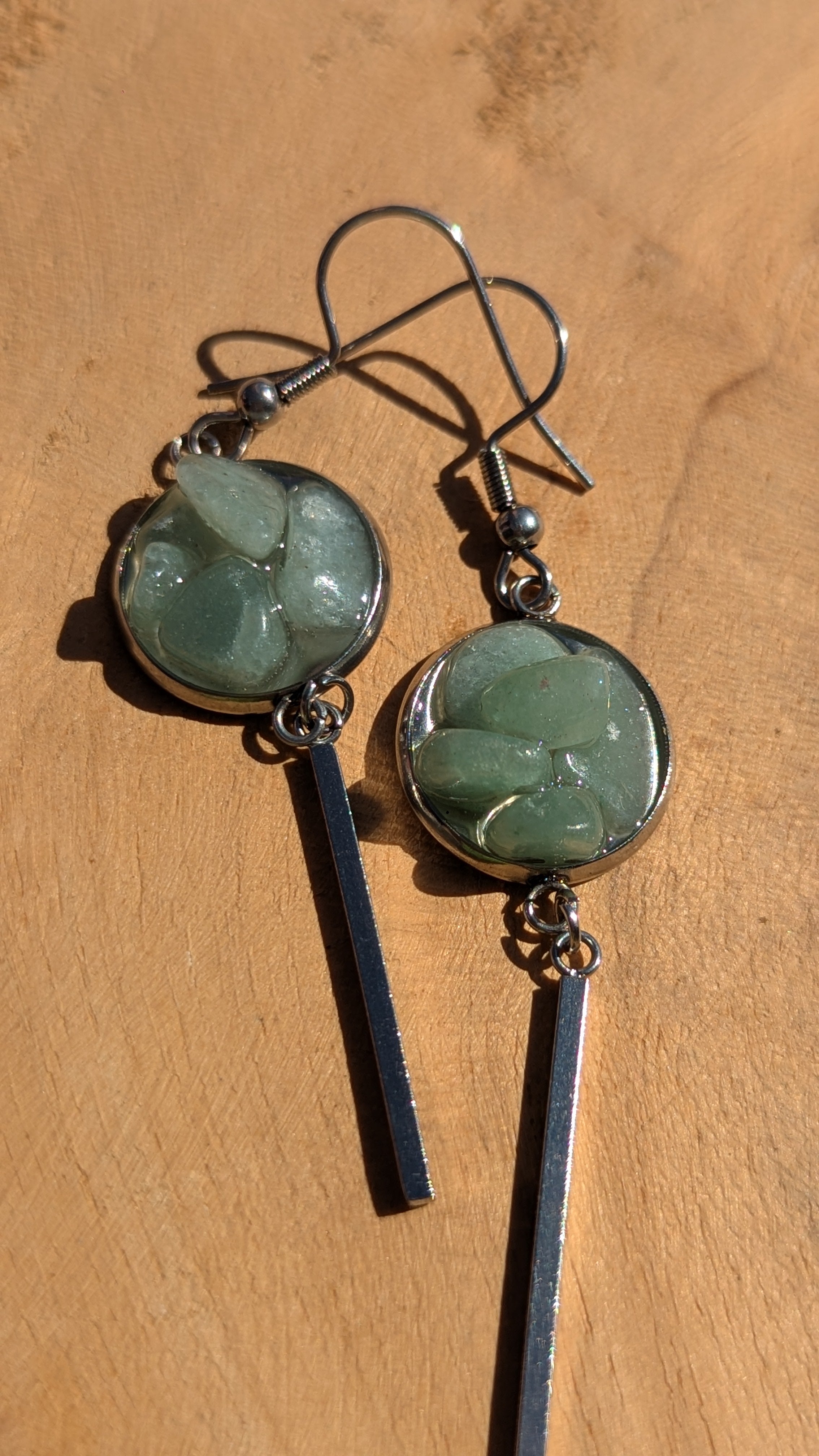 Boucles d'oreilles en résine Aventurine Verte