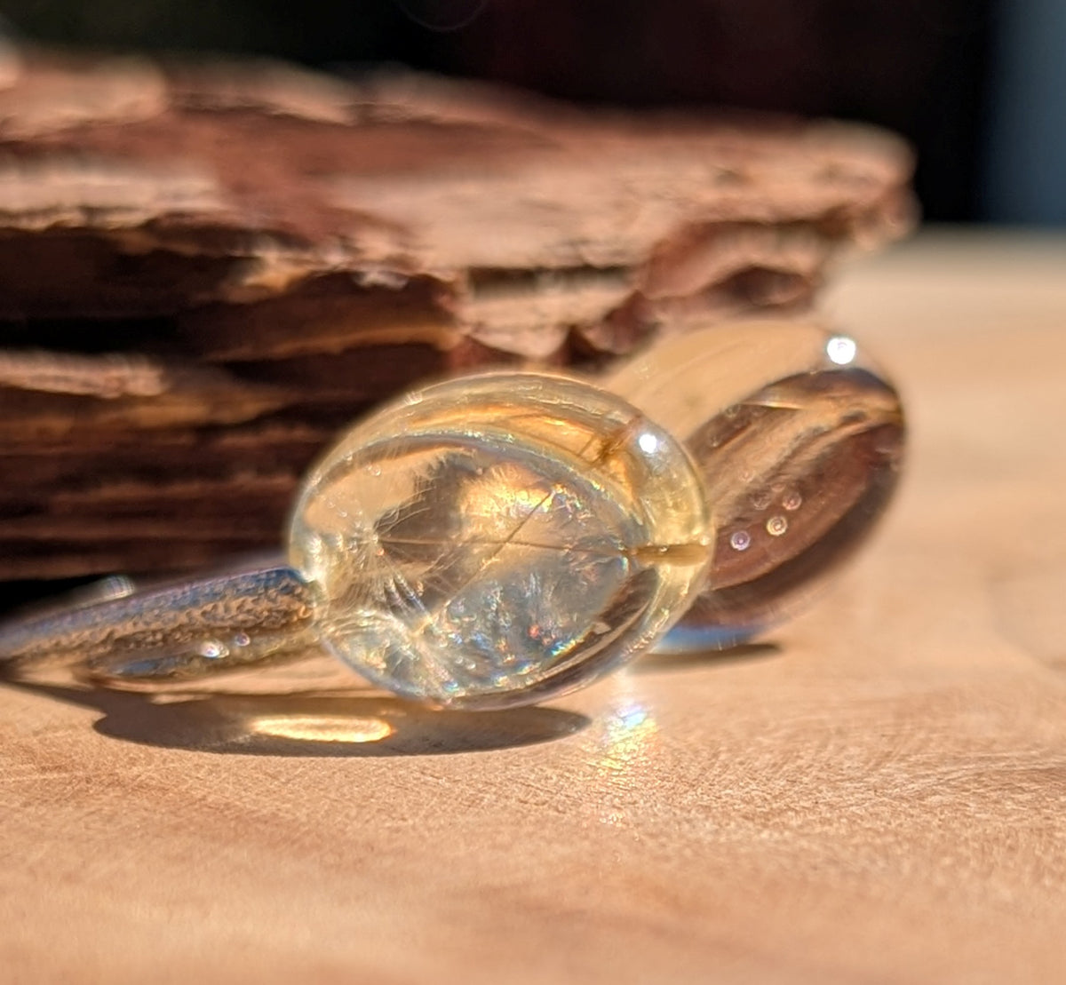 Dandelion seed resin earrings 18x13mm on wooden surface, botanical wish jewelry Belgium