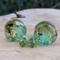 Green moss gold flakes white stone ear plug tunnels