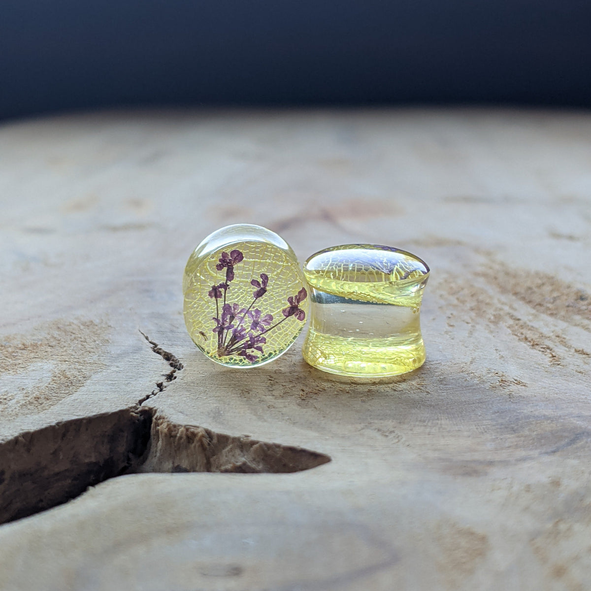 Botanical resin tunnels for stretched ears - EL-Creations