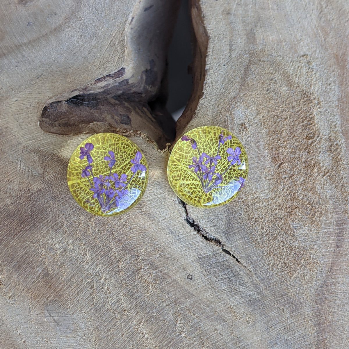 Nature inspired yellow resin ear plugs - EL-Creations