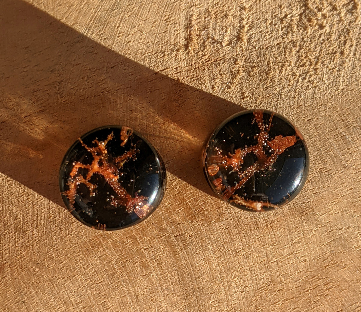 Handmade botanical gemstone resin ear plug earrings collection EL-Creations