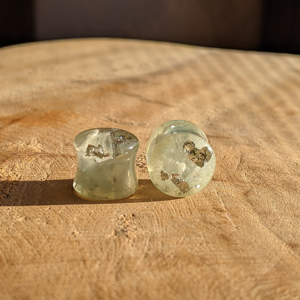 Handmade aquamarine resin tunnels for stretched ears - EL-Creations