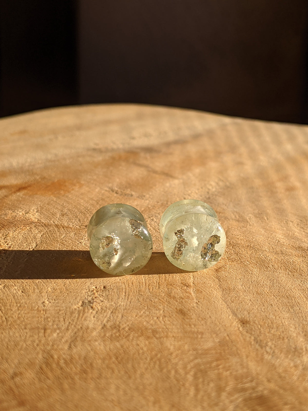 Blue resin ear plugs with silver accents - EL-Creations