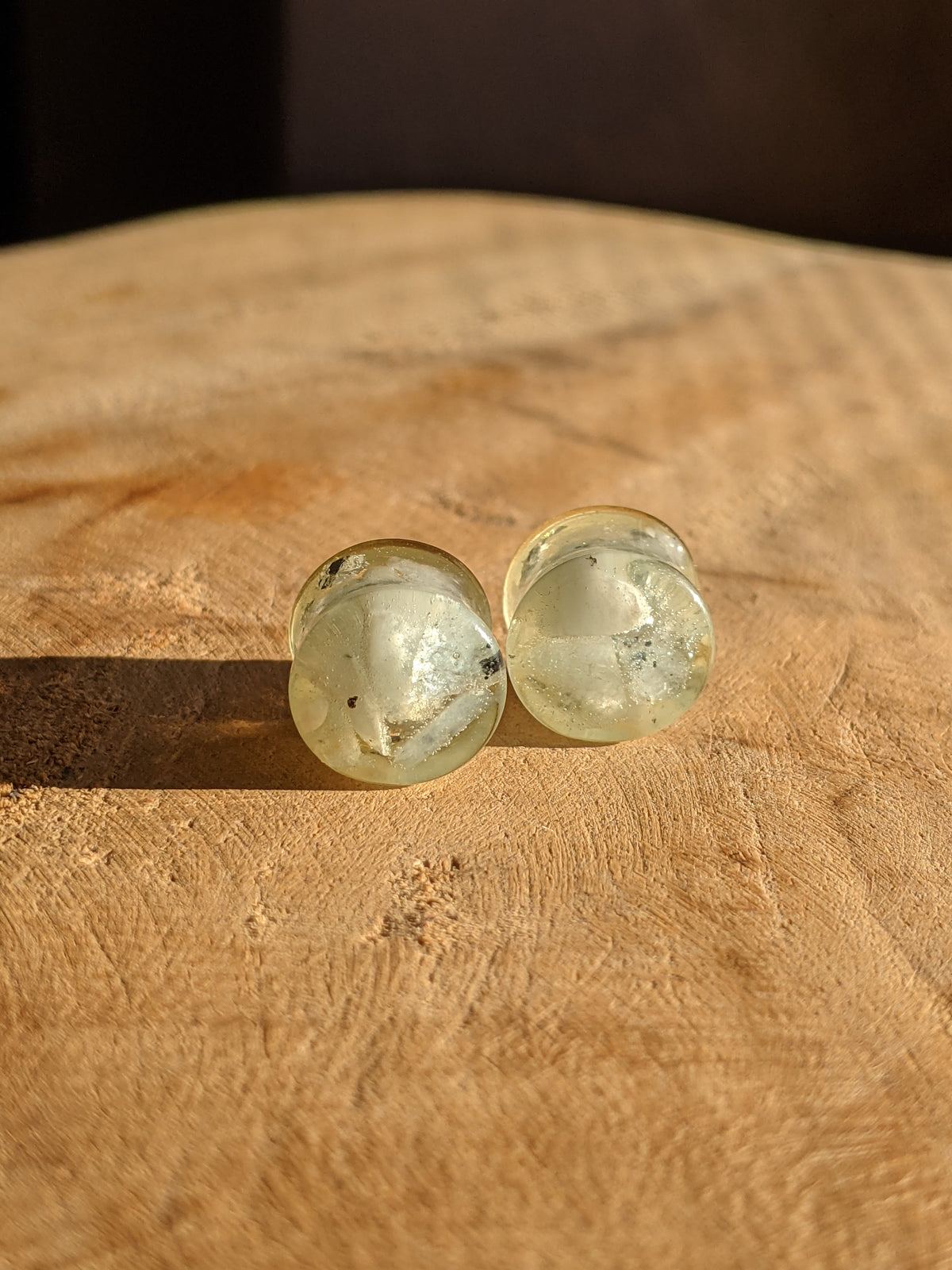 Crystal clear aquamarine resin ear plugs - EL-Creations