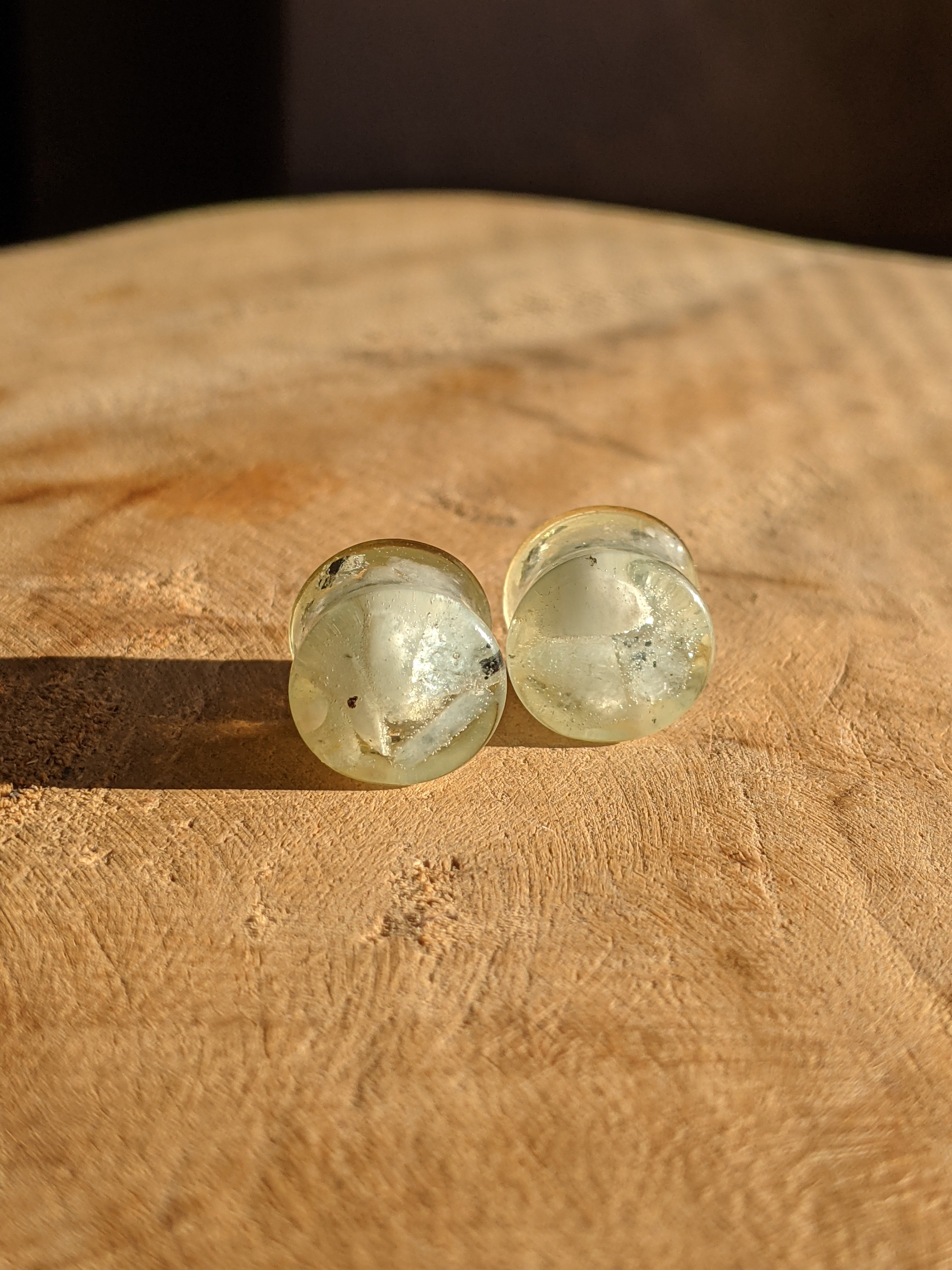 Aquamarine Silver Resin Plug Earrings