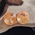 Carnelian Copper Resin Plug Earrings
