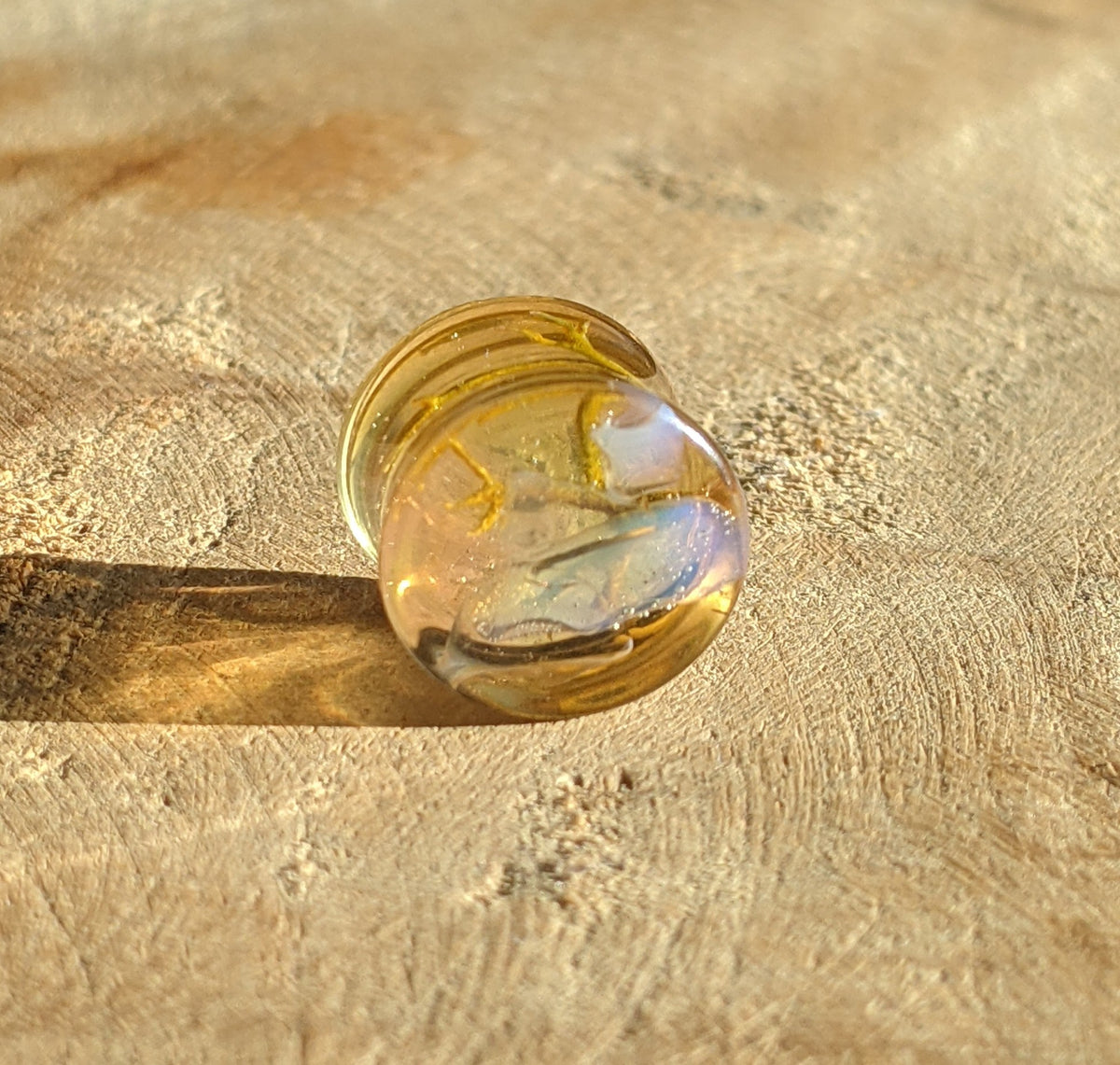 Crystal clear resin ear plugs with moonstone - EL-Creations