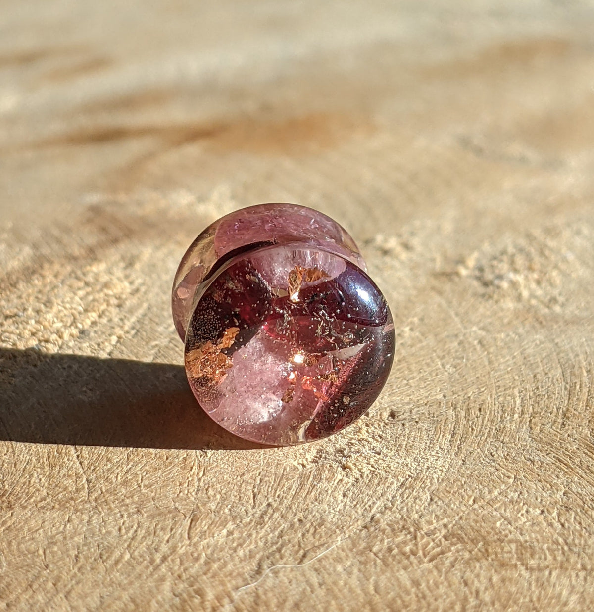 Alternative jewelry resin ear gauges with colourful stone details EL-Creations