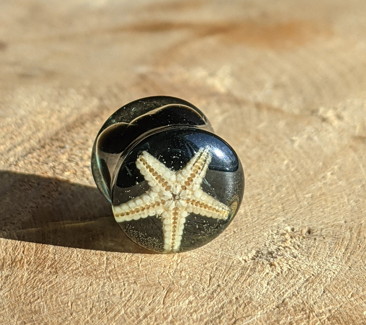 Handmade gemstone ear gauges collection with colourful resin details EL-Creations