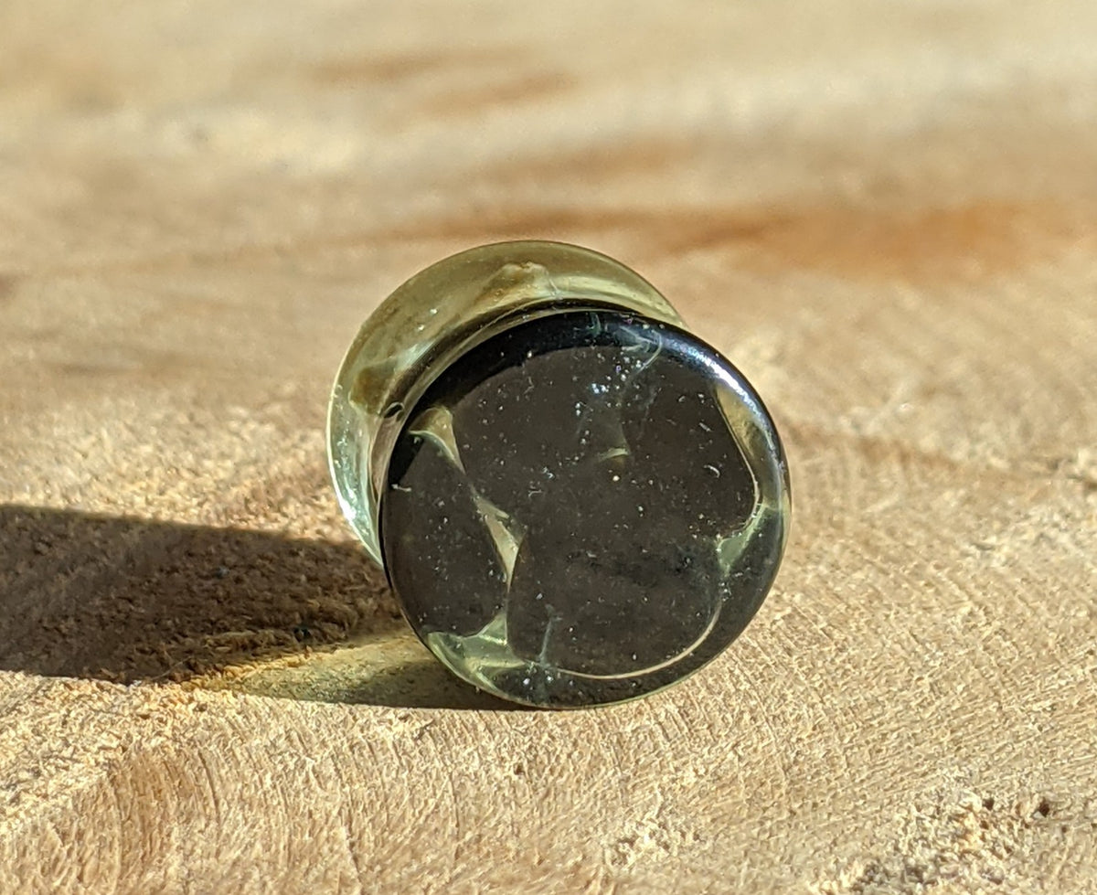 Six individual resin plug earrings with natural gemstone style designs EL-Creations