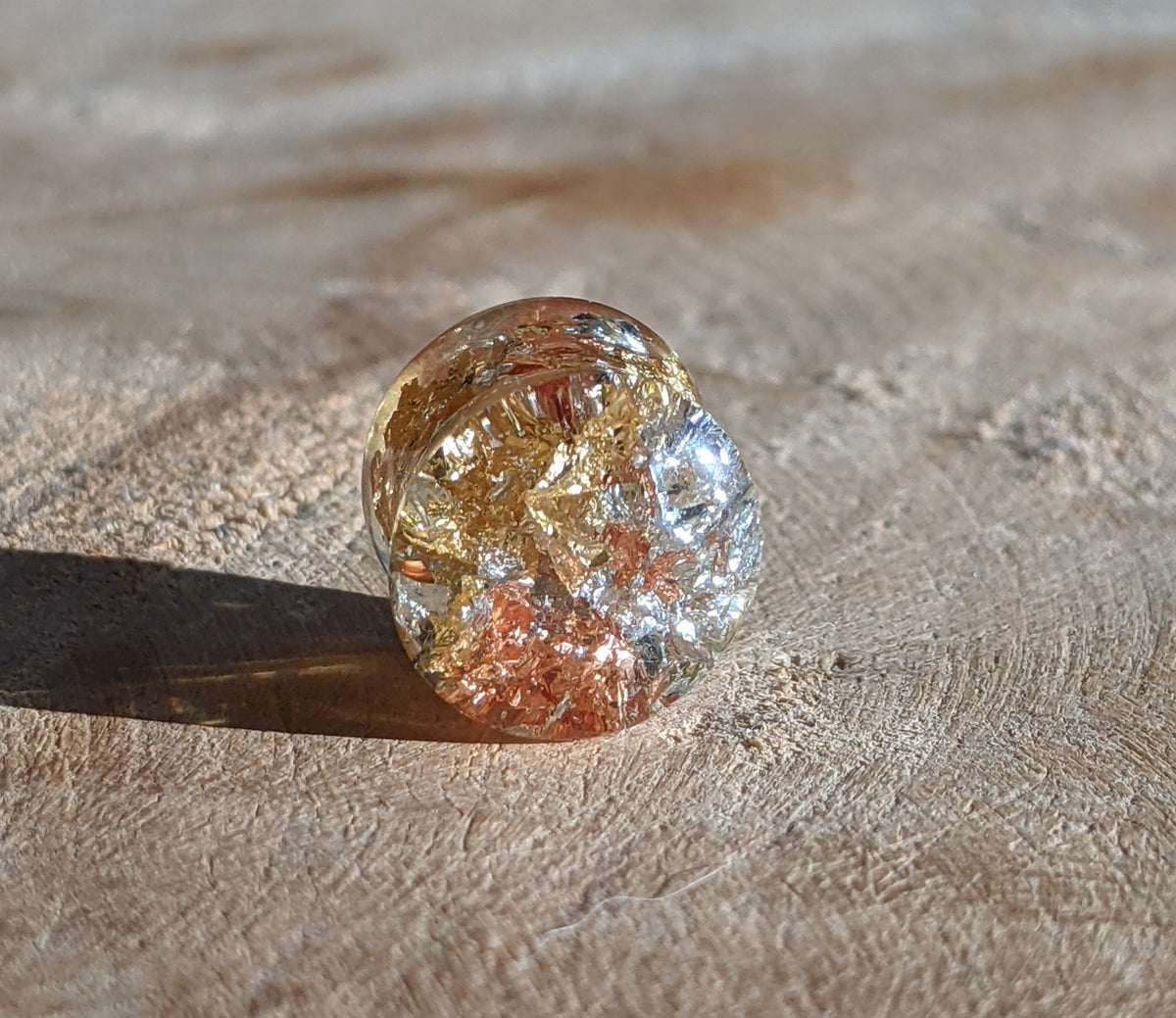 Detail photo of gemstone inspired resin ear plug designs EL-Creations
