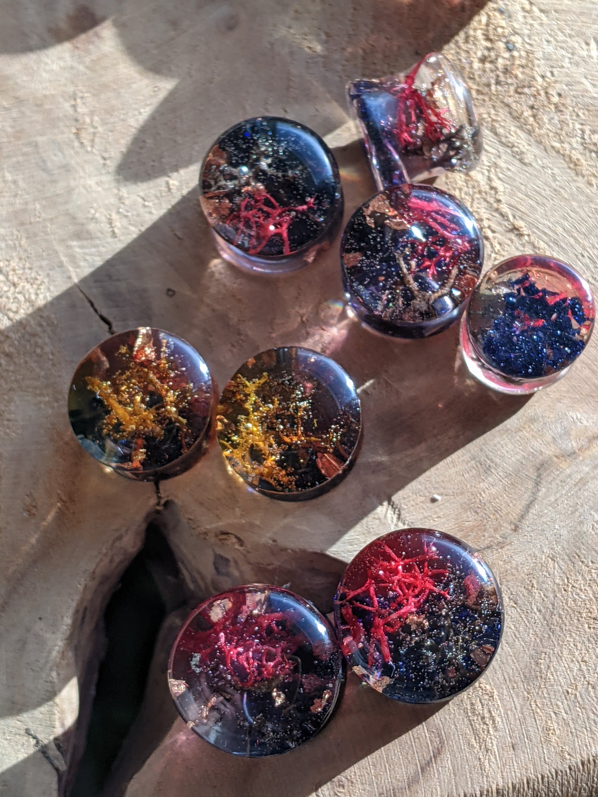 Handmade ocean moss ear plugs for stretched ears EL-CReations