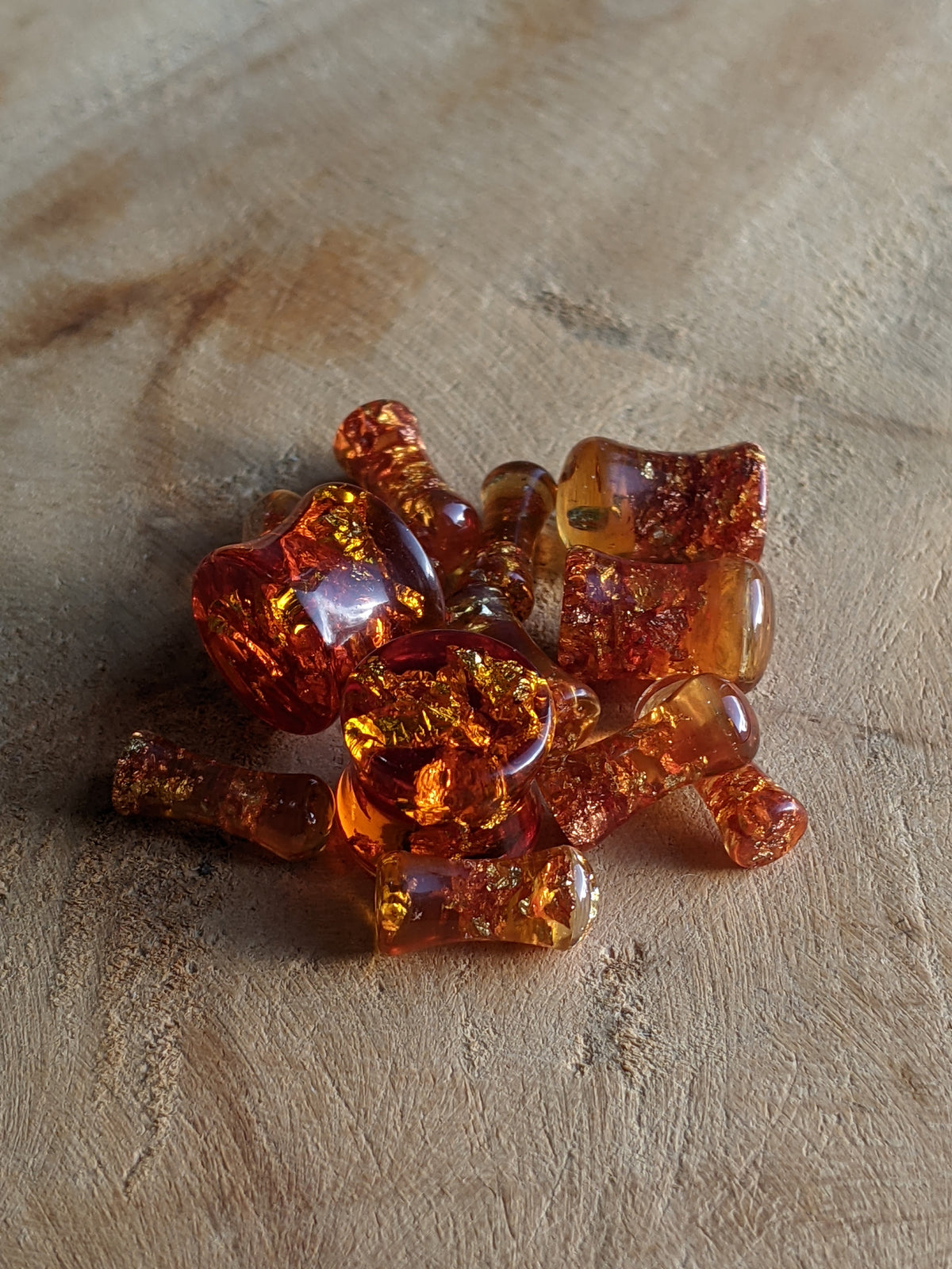Crystal clear amber resin ear plugs - EL-Creations