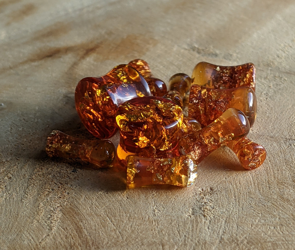 Handmade amber resin tunnels for stretched ears - EL-Creations