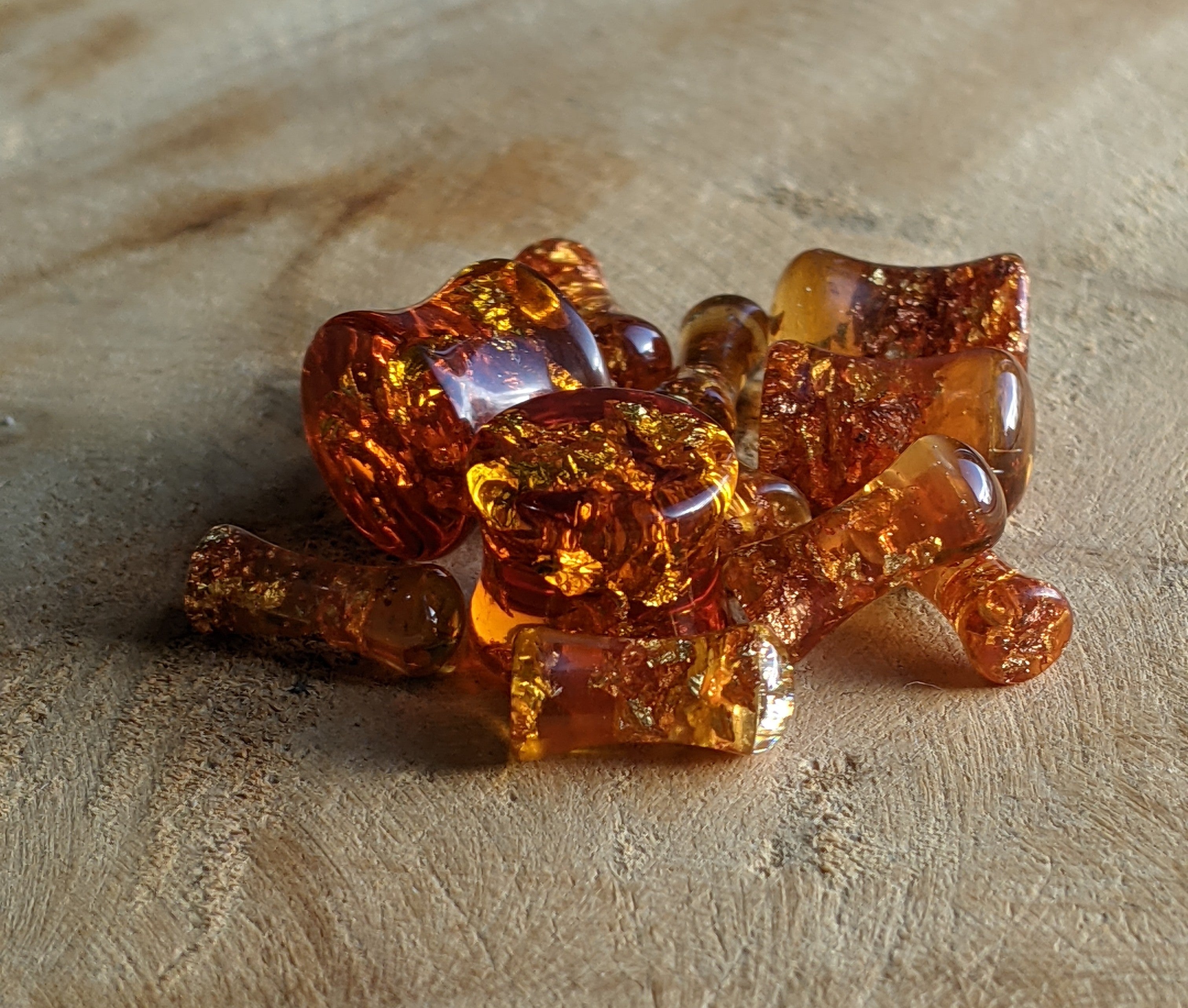 Amber Gold Copper Resin Plug Earrings