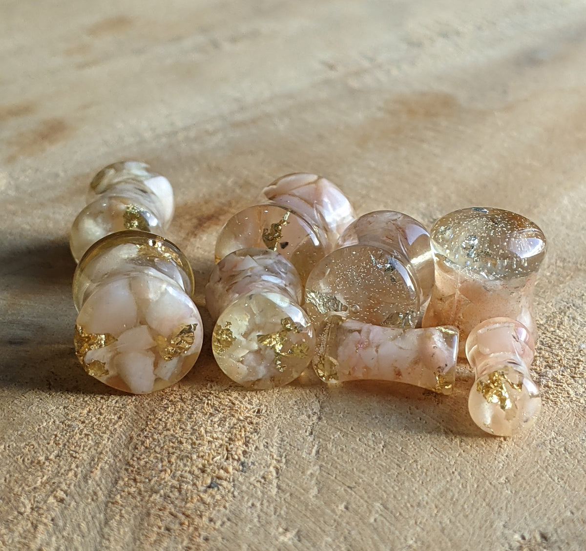 Pink crystal resin tunnels for stretched ears - EL-Creations