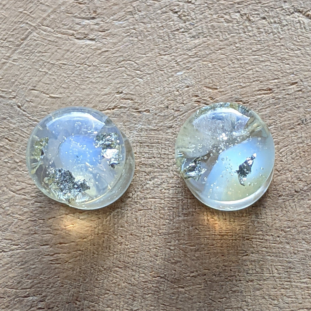 Moonstone Silver Resin Plug Earrings