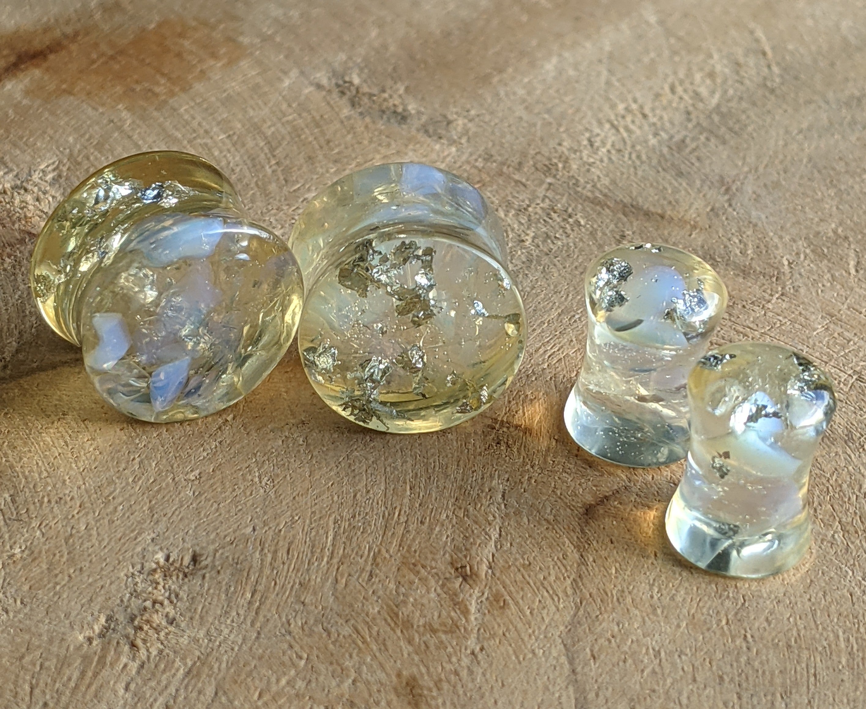 Moonstone Silver Resin Plug Earrings