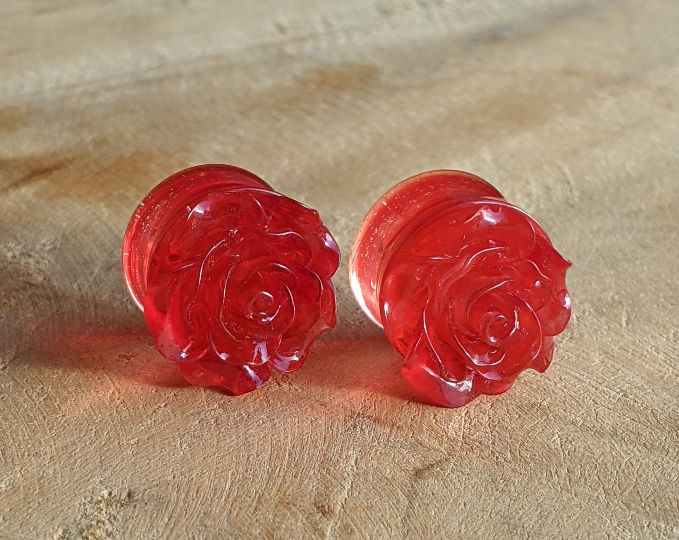 Calibres à bouchon en résine rose rouge 16 mm