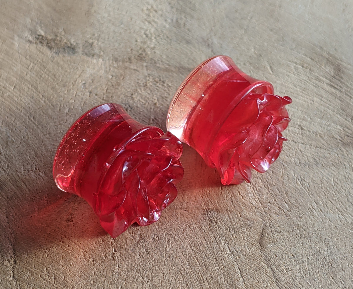 Handcrafted deep red resin tunnels - EL-Creations
