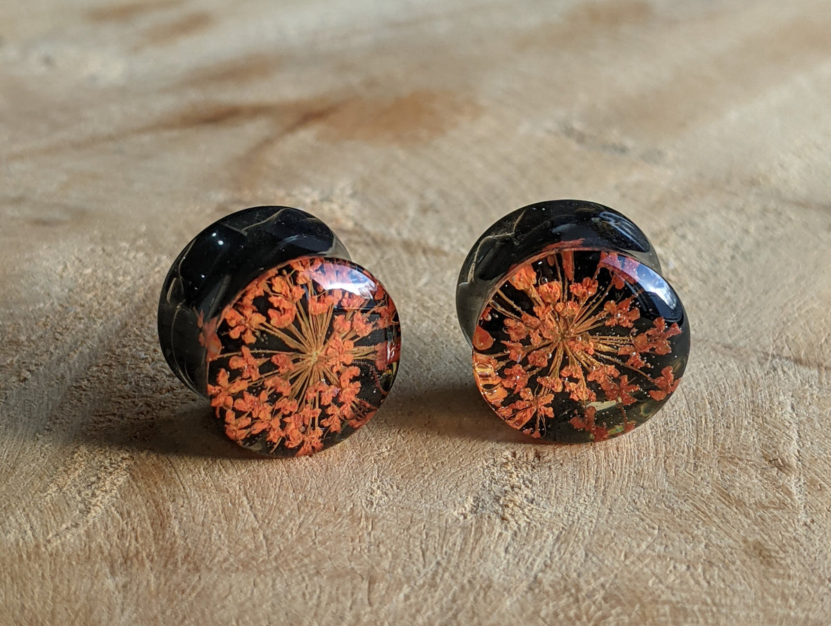 Natural black onyx resin tunnels with real flowers - EL-Creations