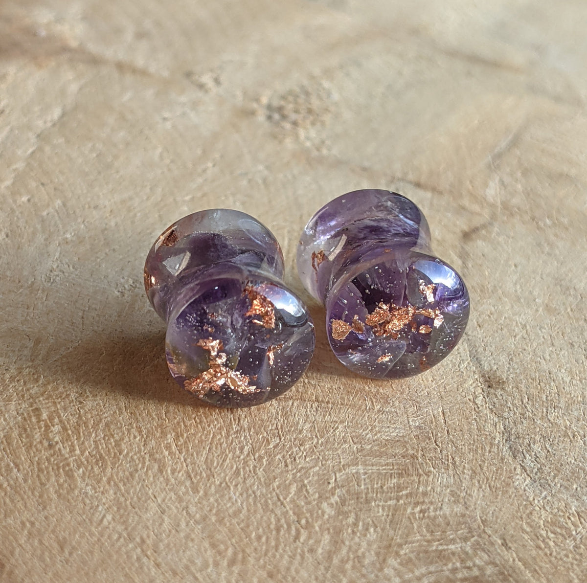 Natural amethyst resin tunnels for stretched ears - EL-Creations