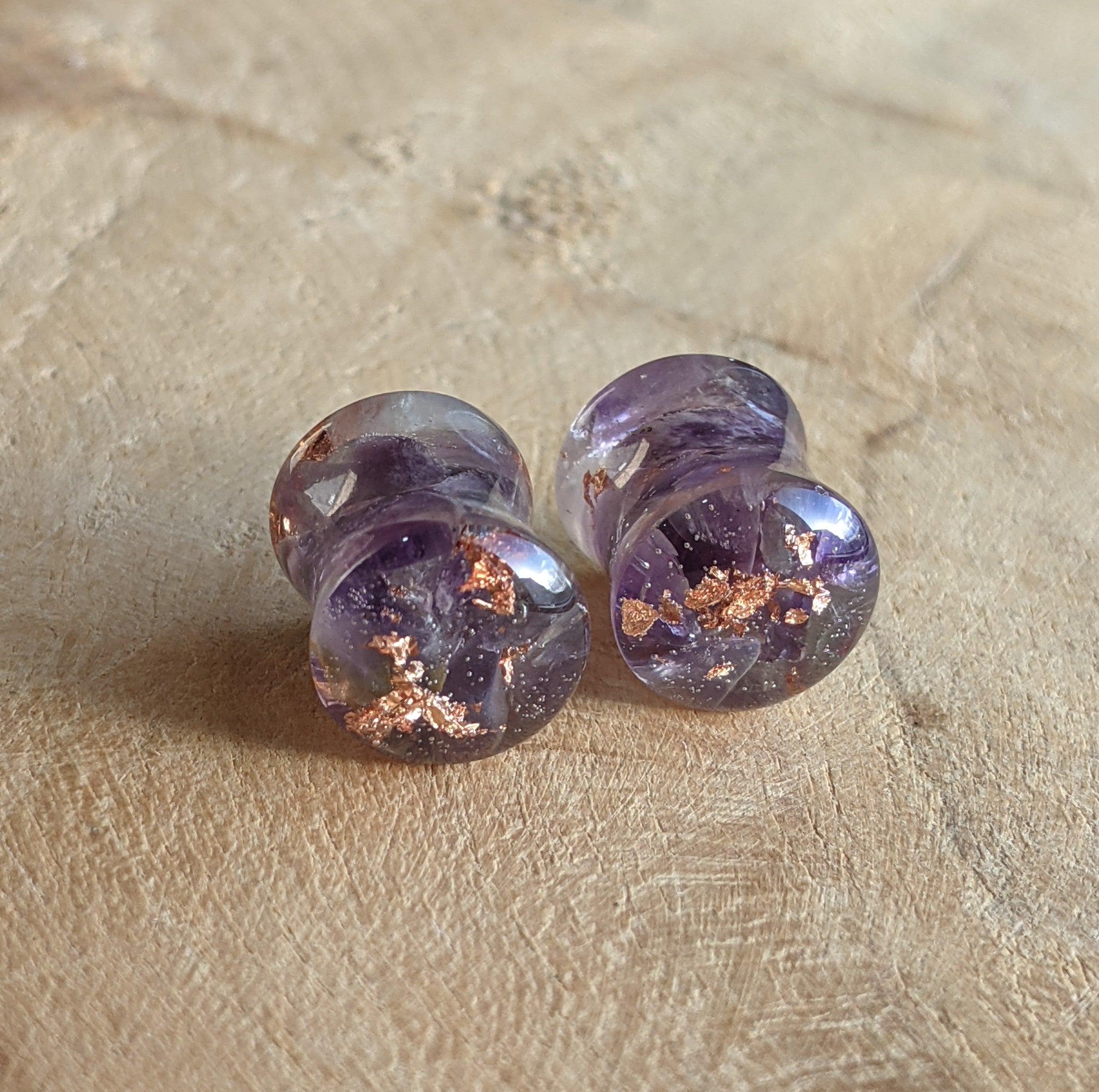 Amethyst plug earrings, Nature tunnels, Gemstone ear gauges, 10 mm amethyst purple plugs