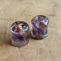 Amethyst plug earrings, Nature tunnels, Gemstone ear gauges, 10 mm amethyst purple plugs