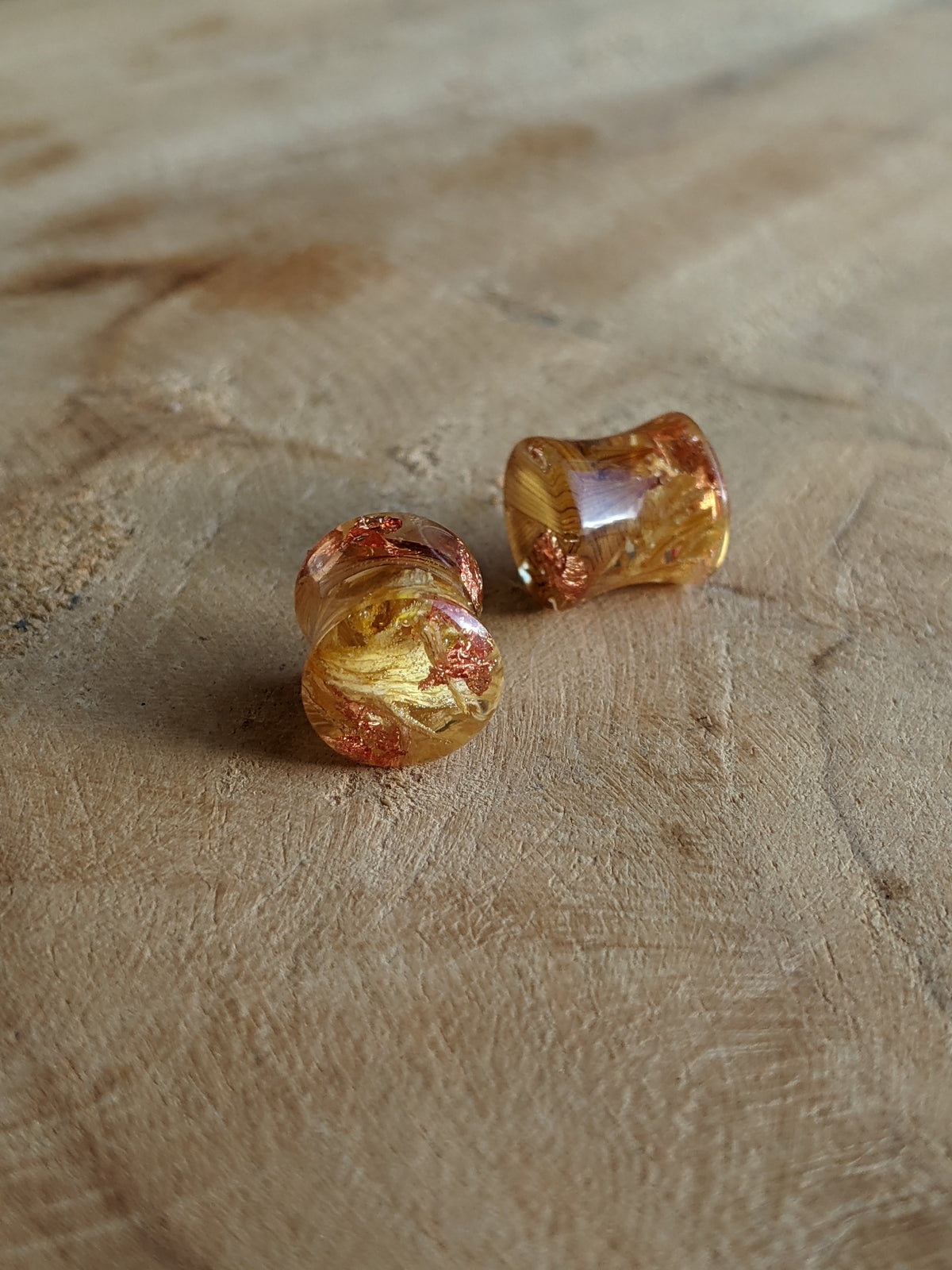 Nature inspired sunflower resin ear plugs - EL-Creations