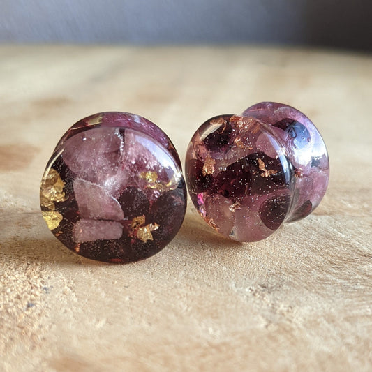 Garnet tourmaline resin ear plugs - EL-Creations