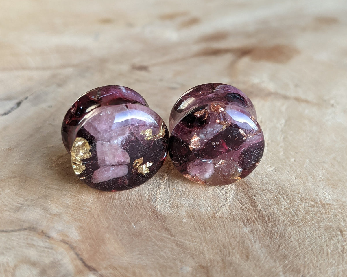 Handmade garnet resin tunnels for stretched ears - EL-Creations