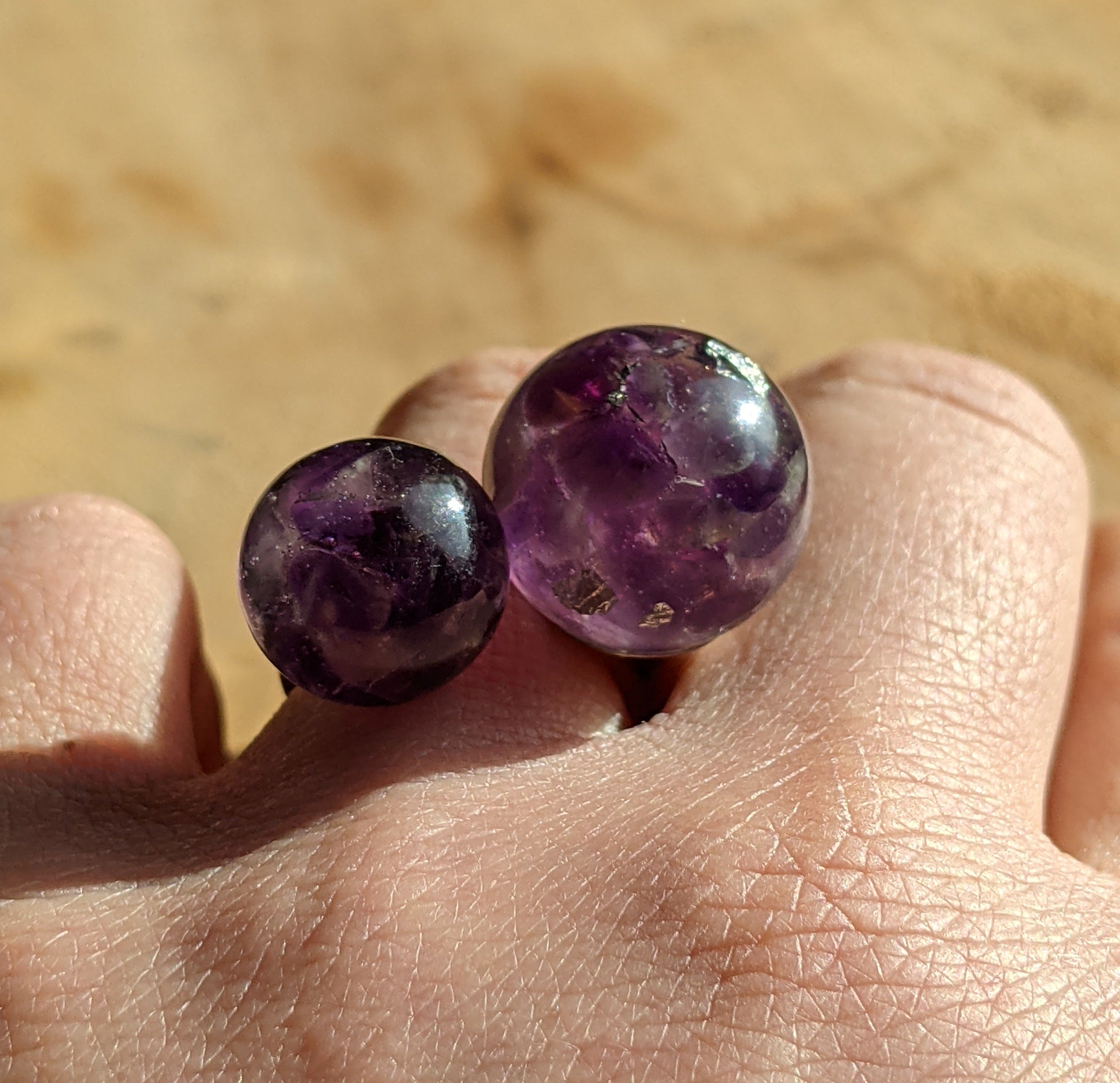 Amethyst ball ring, Amethyst resin ring, Aquarius jewelry, Aquarius stone ring, Purple ring, Purple stone ring