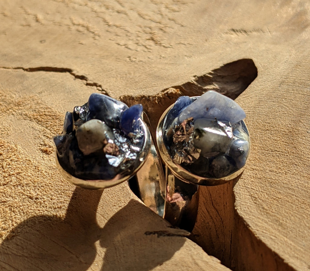 Bague en sodalite, bague en cristal bleu, bague ajustable en cristal, bijoux en sodalite, bague de naissance