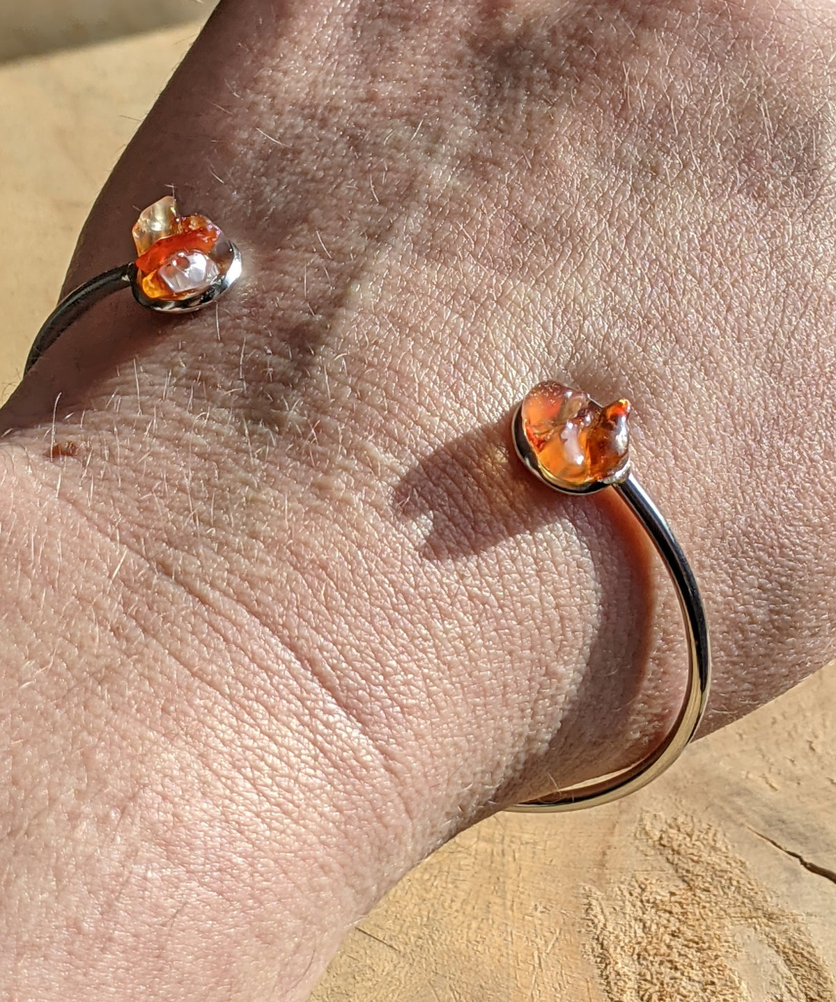Natural Carnelian gemstone bracelet on stainless steel cuff – EL-Creations