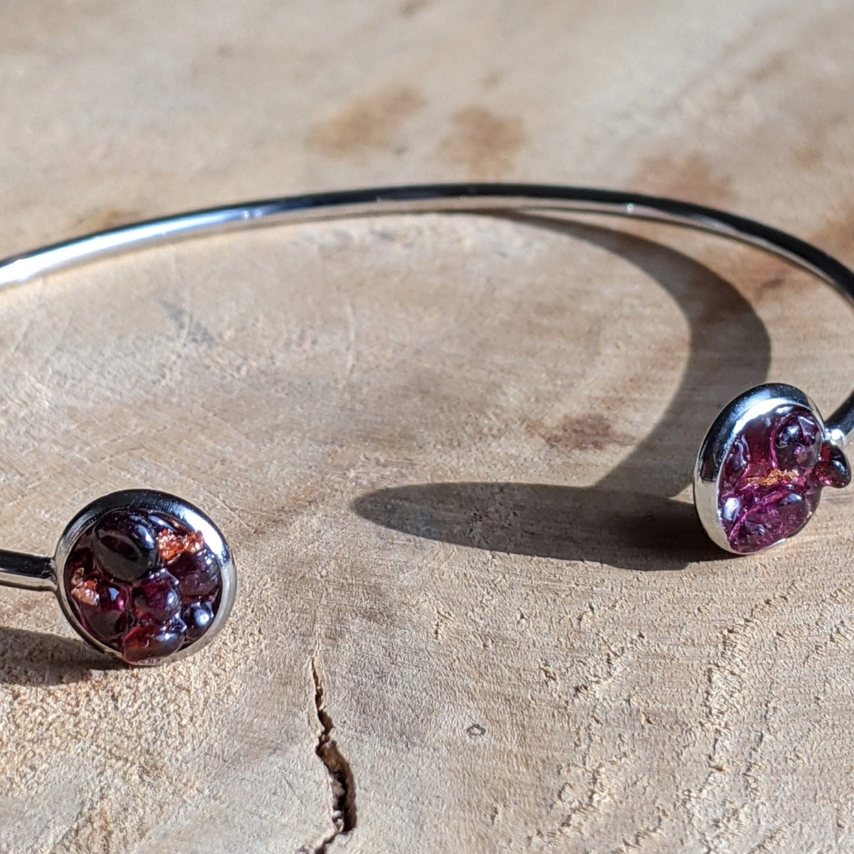 Handmade garnet crystal open cuff bracelet – EL-Creations