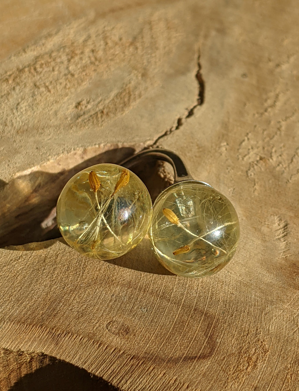 Bague pissenlit, bague fleur ajustable, bijoux pissenlit
