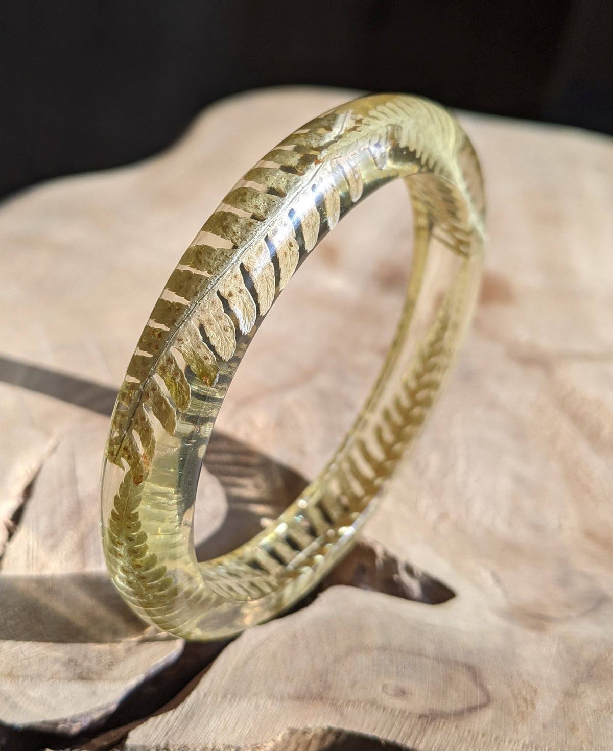 Elegant real fern resin bangle handcrafted by EL-Creations