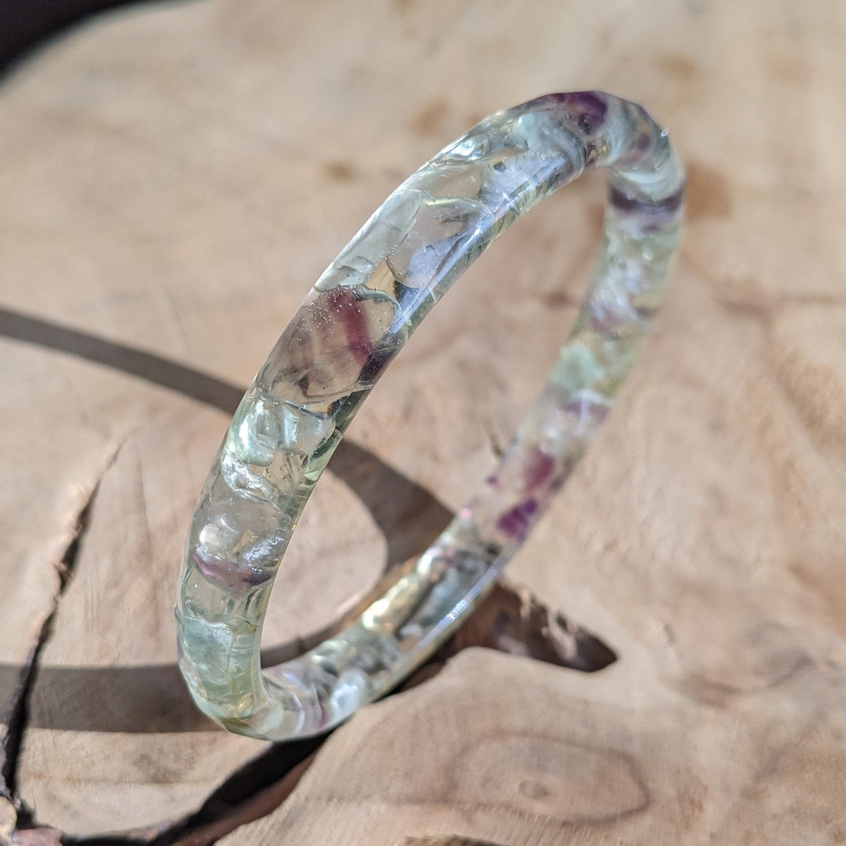 Handmade fluorite crystal resin bangle – EL-Creations