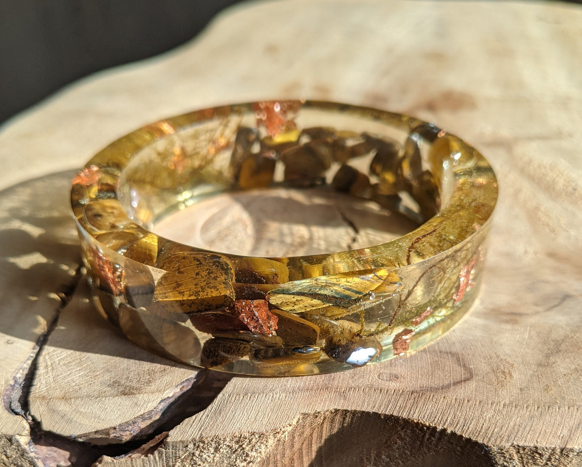 Handmade resin bracelet with genuine Tiger's Eye – EL-Creations